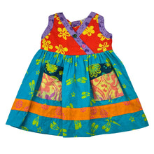 Load image into Gallery viewer, Girls colourful, cotton dress, butterfly, minor marks, FUC, size 1, L: 41cm