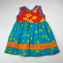 Load image into Gallery viewer, Girls colourful, cotton dress, butterfly, minor marks, FUC, size 1, L: 41cm