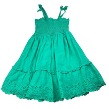Load image into Gallery viewer, Girls Anko, green cotton floral broderie dress, *marks back skirt*, FUC, size 5, L: 64cm