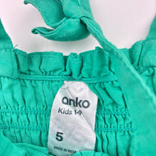 Load image into Gallery viewer, Girls Anko, green cotton floral broderie dress, *marks back skirt*, FUC, size 5, L: 64cm