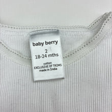 Load image into Gallery viewer, Girls Baby Berry, white cotton singlet, GUC, size 2,  
