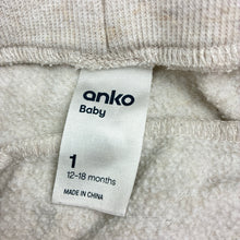 Load image into Gallery viewer, Unisex Anko, grey fleece lined track pants, elasticated, bear, GUC, size 1,  