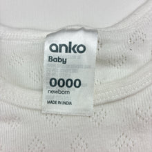 Load image into Gallery viewer, Unisex Anko, white cotton pointelle bodysuit, GUC, size 0000,  