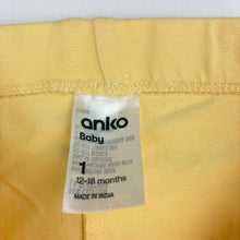 Load image into Gallery viewer, Unisex Anko, yellow stretch cotton leggings, elasticated, EUC, size 1,  