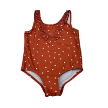 Load image into Gallery viewer, Girls H&amp;M, rust swim one-piece, polka dots, EUC, size 0-1,  
