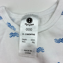 Load image into Gallery viewer, Unisex Dymples, white stretch cotton singletsuit, EUC, size 000,  