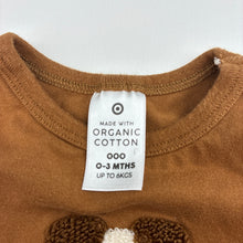 Load image into Gallery viewer, Unisex Target, brown stretch organic cotton long sleeve bodysuit, GUC, size 000,  