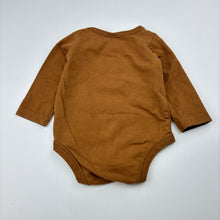 Load image into Gallery viewer, Unisex Target, brown stretch organic cotton long sleeve bodysuit, GUC, size 000,  