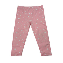 Load image into Gallery viewer, Girls Dymples, pink stretch organic cotton leggings, elasticated, FUC, size 1,  