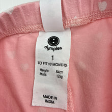 Load image into Gallery viewer, Girls Dymples, pink stretch organic cotton leggings, elasticated, FUC, size 1,  