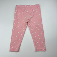 Load image into Gallery viewer, Girls Dymples, pink stretch organic cotton leggings, elasticated, FUC, size 1,  