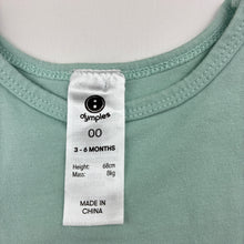 Load image into Gallery viewer, Unisex Dymples, mint stretch cotton singletsuit, GUC, size 00,  