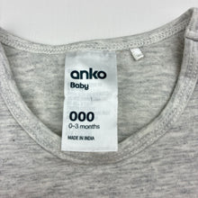 Load image into Gallery viewer, Unisex Anko, grey stretch cotton bodysuit, EUC, size 000,  