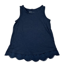 Load image into Gallery viewer, Girls Anko, navy cotton top, broderie sleeves, EUC, size 3,  