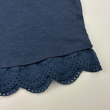Load image into Gallery viewer, Girls Anko, navy cotton top, broderie sleeves, EUC, size 3,  