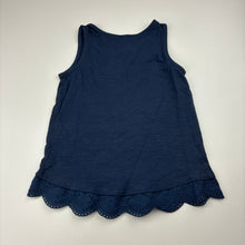 Load image into Gallery viewer, Girls Anko, navy cotton top, broderie sleeves, EUC, size 3,  