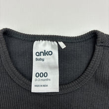 Load image into Gallery viewer, Unisex Anko, charcoal stretch cotton bodysuit, EUC, size 000,  