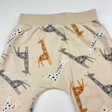 Load image into Gallery viewer, Unisex Lily &amp; Dan, cotton fleece lined track pants, elasticated, giraffe, GUC, size 0,  