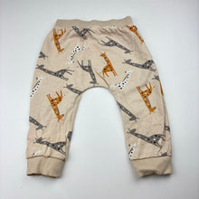 Load image into Gallery viewer, Unisex Lily &amp; Dan, cotton fleece lined track pants, elasticated, giraffe, GUC, size 0,  