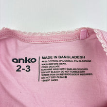 Load image into Gallery viewer, Girls Anko, pink stretch cotton singlet, GUC, size 2-3,  