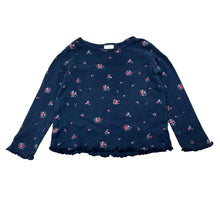 Load image into Gallery viewer, Girls Anko, navy cotton floral pointelle long sleeve top, GUC, size 2,  