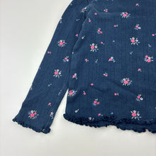 Load image into Gallery viewer, Girls Anko, navy cotton floral pointelle long sleeve top, GUC, size 2,  