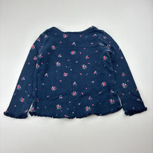 Load image into Gallery viewer, Girls Anko, navy cotton floral pointelle long sleeve top, GUC, size 2,  