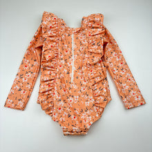 Load image into Gallery viewer, Girls FERNLEIGH AVENUE, floral zip long sleeve swim one-piece, EUC, size 2,  