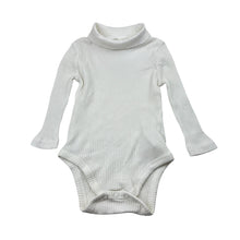 Load image into Gallery viewer, Girls white, stretch cotton ribbed long sleeve bodysuit, EUC, size 0-1,  