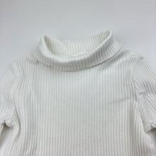 Load image into Gallery viewer, Girls white, stretch cotton ribbed long sleeve bodysuit, EUC, size 0-1,  