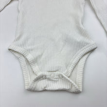 Load image into Gallery viewer, Girls white, stretch cotton ribbed long sleeve bodysuit, EUC, size 0-1,  