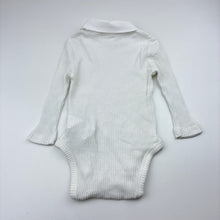 Load image into Gallery viewer, Girls white, stretch cotton ribbed long sleeve bodysuit, EUC, size 0-1,  