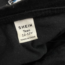 Load image into Gallery viewer, Girls SHEIN, black cotton t-shirt, butterfly, GUC, size 12-13,