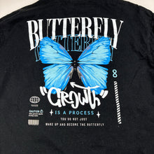 Load image into Gallery viewer, Girls SHEIN, black cotton t-shirt, butterfly, GUC, size 12-13,