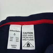 Load image into Gallery viewer, Girls Brilliant Basics, navy cotton Christmas pyjama top, GUC, size 6,