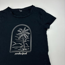 Load image into Gallery viewer, Girls black, stretch cotton tee / top, GUC, size 10,
