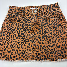 Load image into Gallery viewer, Girls Cotton On, leopard print stretch cotton skirt, adjustable, wash fade, FUC, size 7,