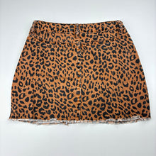 Load image into Gallery viewer, Girls Cotton On, leopard print stretch cotton skirt, adjustable, wash fade, FUC, size 7,