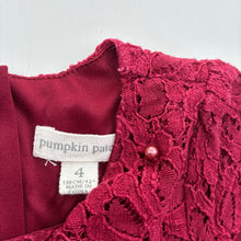 Load image into Gallery viewer, Girls Pumpkin Patch, lined floral lace dress, FUC, size 4, L: 51cm
