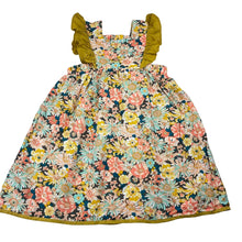Load image into Gallery viewer, Girls floral, stretch cotton floral dress, EUC, size 6, L: 55.5cm