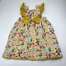 Load image into Gallery viewer, Girls floral, stretch cotton floral dress, EUC, size 6, L: 55.5cm