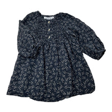 Load image into Gallery viewer, Girls Zara, navy viscose floral long sleeve dress, EUC, size 2-3, L: 43cm