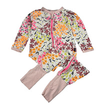 Load image into Gallery viewer, Girls Bonds, floral stretch cotton wondersuit / romper, FUC, size 3,
