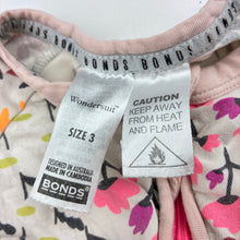 Load image into Gallery viewer, Girls Bonds, floral stretch cotton wondersuit / romper, FUC, size 3,