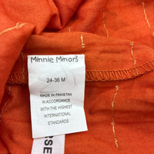 Load image into Gallery viewer, Girls Minnie Minors, orange floral embroidered long sleeve dress, EUC, size 2-3, L: 53cm