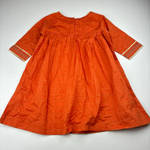 Load image into Gallery viewer, Girls Minnie Minors, orange floral embroidered long sleeve dress, EUC, size 2-3, L: 53cm