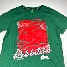 Load image into Gallery viewer, Boys NRL, South Sydney Rabbitohs cotton t-shirt, EUC, size 16,