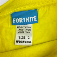 Load image into Gallery viewer, Boys Fortnite, banana characters (Peely) cotton t-shirt, EUC, size 12,