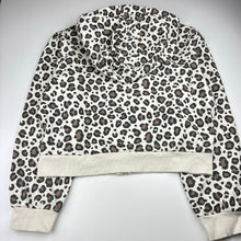 Load image into Gallery viewer, Girls Miss Mango, cotton blend zip fleece lined hoodie, leopard print, GUC, size 16,