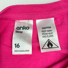 Load image into Gallery viewer, Girls Anko, pink cotton pyjama top, sleepover, EUC, size 16,